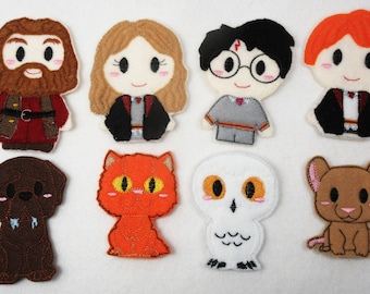 Wizard and Friends Finger Puppets Harry, Ron, Hermelien, Hagrid, Crookshanks, Hedwig, Fangs en Scabbers