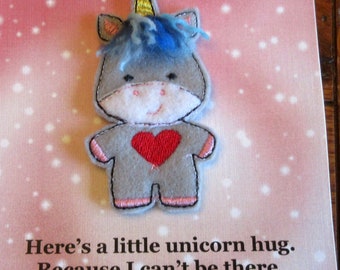 Unicorn Hug Card with Unicorn Token Isolation Card Red Hearts TWo Styles