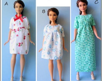 11,5 inch Curvy Fashion Doll Sommer Kleider PDF Schnittmuster passt Puppe in Bildern