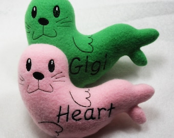 Cat or Dog Toy Seal  with Catnip for cat and Squeaker for Dog Personalized Name