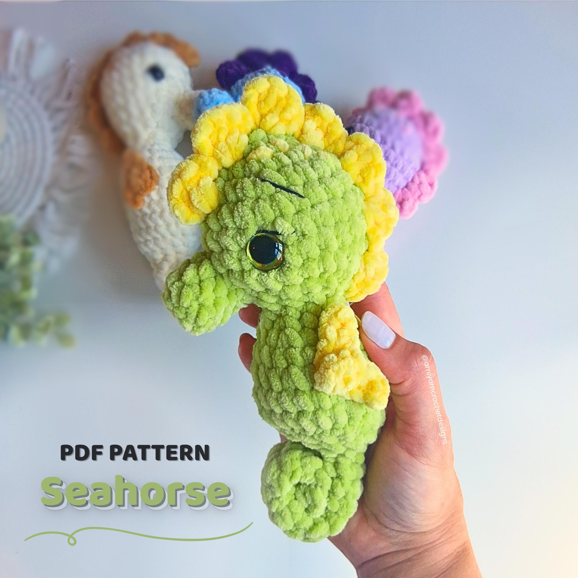 30 Seahorse Crochet Patterns to Make for Ocean-Inspired Gifts, Nursery Decor, and... 2 Cute Low-Sew Seahorse Amigurumi Pattern