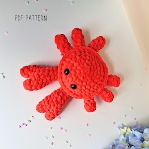 Crab Crochet Pattern - No Sew Amigurumi - Easy Sea Animal Plush - Cute Crab PDF Tutorial - Ocean Crochet Pattern