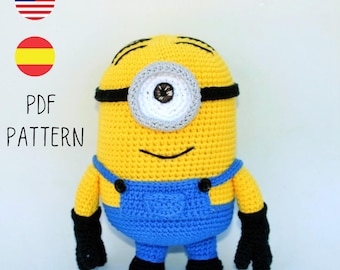 Patrón PDF crochet Minion, Amigurumi Crochet Stuart, patrón en ingles crochet, patón pdf español,