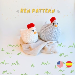 Plush Amigurumi Chicken Crochet Toy Pattern PDF, crochet chicken hen, Stuffed Plush Easy Cute Chicken Amigurumi crochet Animal Toy pattern