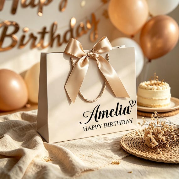 Personalized Birthday Gift Bag with Name, Custom Birthday Gift Bag, Birthday Gift Wrap Bag, Custom Name Bag for Birthday