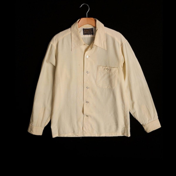 Camicia vintage in lana Pendleton / Camicia in lana color crema con bottoni / Camicia in lana di metà secolo / Top vintage da uomo