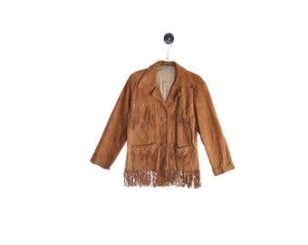 Vintage women fringe jacket / western / brown / soft leather / 1950s - 1960s
