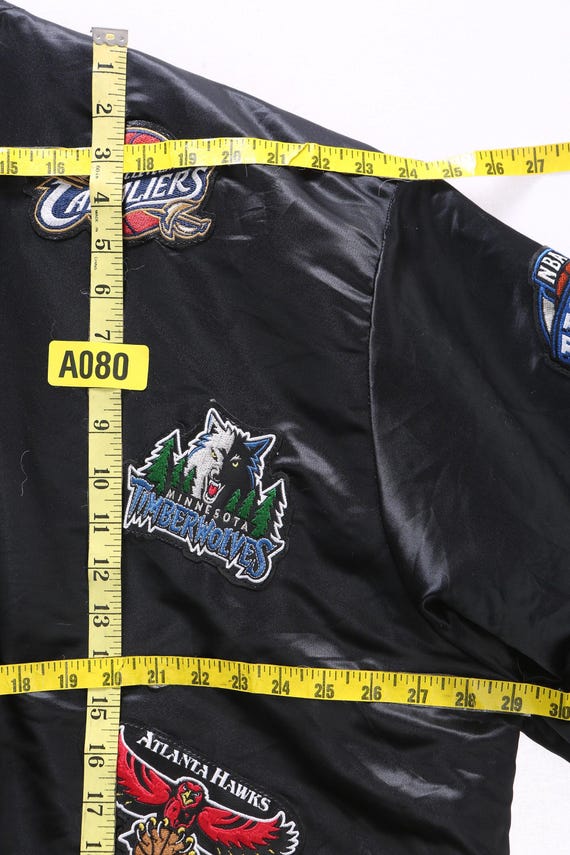 Basketball patchwork black nylon bomber jacket - image 2