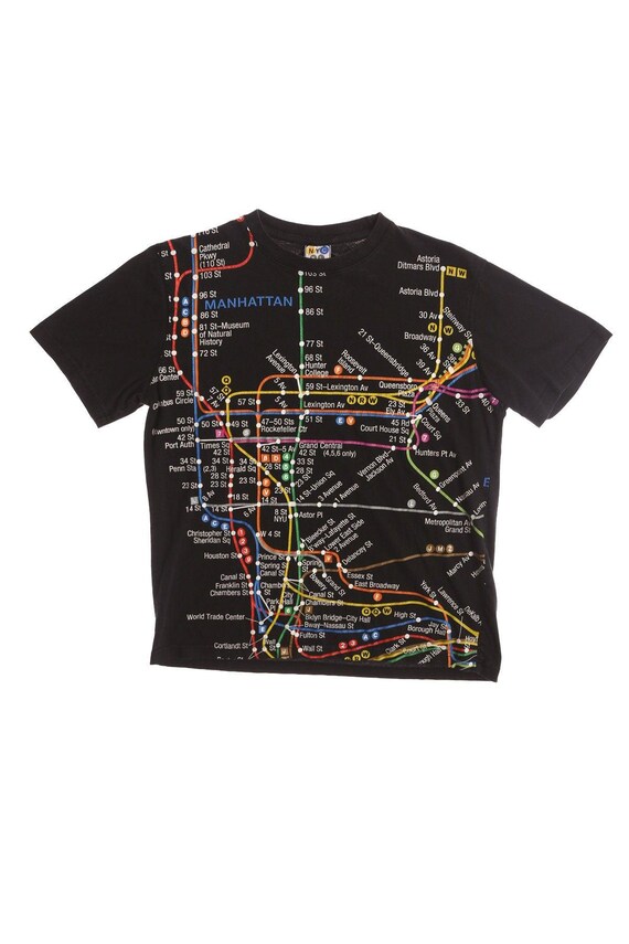 Vintage City Transit Map T Shirt | Black Urban Map Graphic Tee | Retro Streetwear Shirt Small View 2