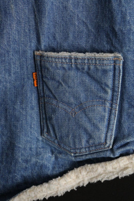 Vintage levi's denim vest / sherpa / 1970s / medi… - image 3