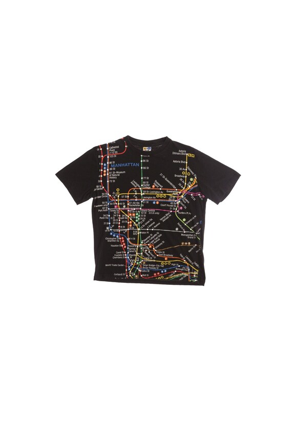 Vintage City Transit Map T Shirt | Black Urban Map Graphic Tee | Retro Streetwear Shirt Small