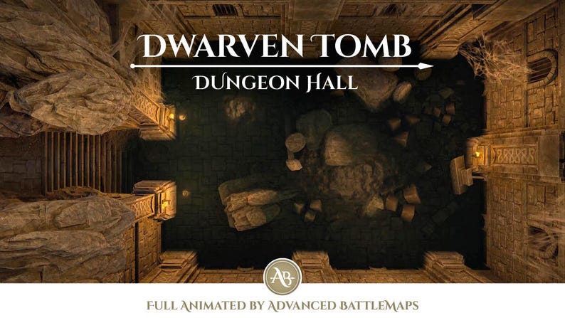Animated Battlemap | Dwarven Tomb - Part 9/12 Dungeon Hall - Dungeon ...
