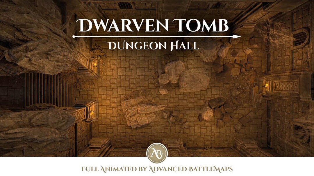 Animated Battlemap | Dwarven Tomb - Part 9/12 Dungeon Hall - Dungeon ...