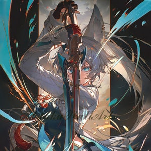 Honkai Star Rail Feixiao 12&quot;x18&quot; Vertical Poster Prints, FREE Keychain, Fan Art Print, Portrait Print, Custom Size | [Feixiao_V (2)]