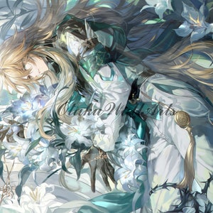 Póster con impresiones horizontales de Honkai Star Rail Luocha de 12" x 18", llavero GRATIS, impresión de arte de fan, impresión horizontal, tamaño personalizado / [Luocha_H (1)]