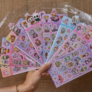 4 Sets Labubu Holographic Sticker Sheets, 18 Set, Cute Labubu Sticker, Journal Diary Sticker, Laptop sticker, Back to School Sticker