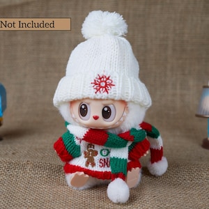 ラブブクリスマスコスチュームセット服 For Labubu Clothes: Christmas Deer Set (Red Festive Outfit