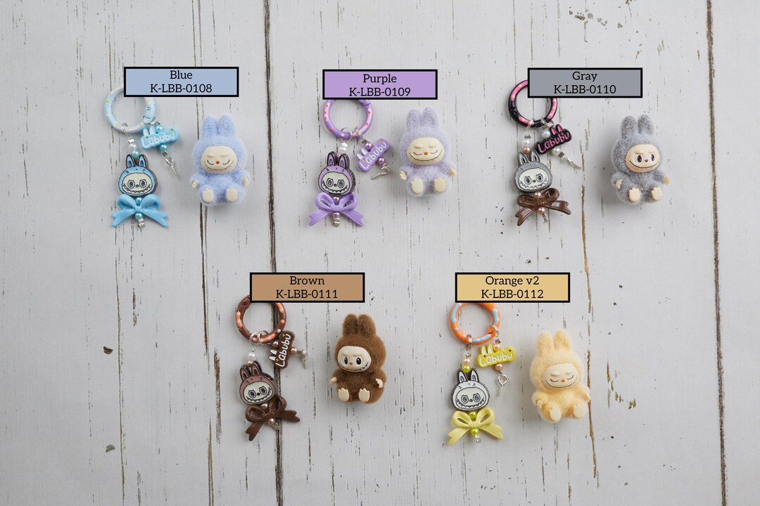 Labubu Key Tag Mini Labubu Inspired Keychain W/ Metal Tag, 11 Kinds, Pre-assembled or ...