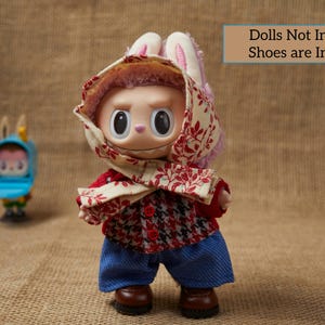 Handmade Labubu Clothes Set – 3-Piece Outfit, Labubu Accessories for V1 V2 V3, Custom Labubu Cloth, Shoes Included, Cute Doll Fashion