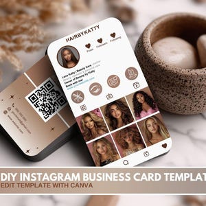 編集可能なエステティシャン Instagram テンプレート、Instagram 名刺テンプレート、ソーシャル メディア テンプレート、QR コード名刺、IG 名刺