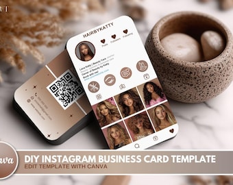 Bewerkbare Instagram-sjablonen voor schoonheidsspecialiste, sjabloon voor Instagram-visitekaartje, sjabloon voor sociale media, visitekaartje met QR-code, Ig-visitekaartje