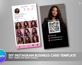 Instagram-visitekaartje schoonheid, sjabloonontwerp doe-het-zelfmarketingkaarten, bewerkbaar Instagram-visitekaartje, bedrijfssjabloon haar nagels wimpers