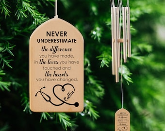 Custom Retirement Wind Chimes, Retirement Gifts For Doctor, Nurse Retirement Gift, Never underestimate the Difference you made