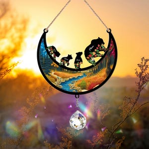 Custom Mama Bear Suncatcher Crystal, Bear Family Ornament, Mothers Day Gift, Mom Birthday Gift, Nana&#39;s Blessings, Window Hanging, Bear Decor