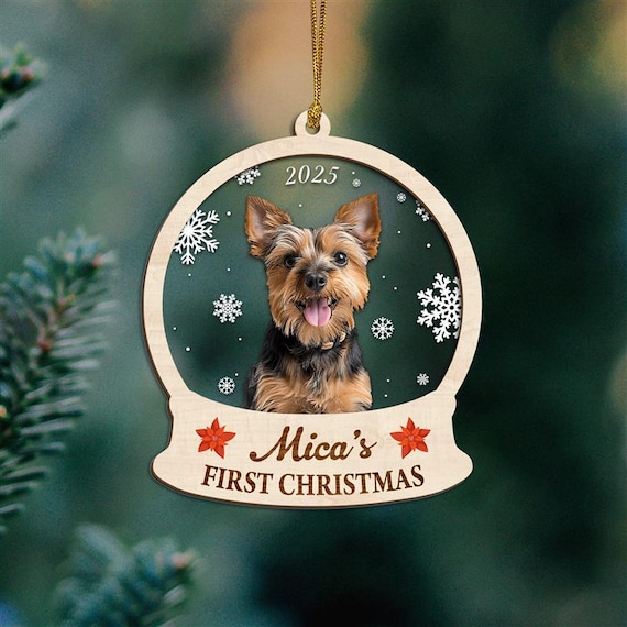 Personalized Dog First Christmas 2 Layered Ornament, Custom Pet Photo Ornament, Christmas Gift for Pet Lovers, Christmas Tree Decor
