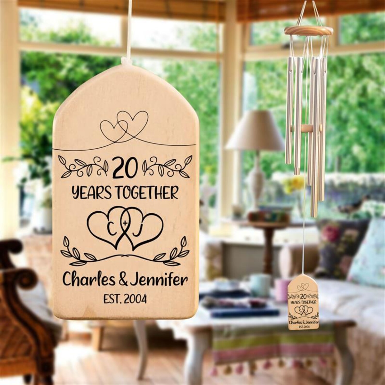 Personalized 20th Anniversary Wind Chime, Custom Names - Etsy
