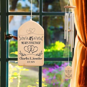 Personalized 45th Anniversary Wind Chime, Couples Anniversary Chime, 45th Anniversary Gift, Wedding Anniversary Gift, Custom Couple Names