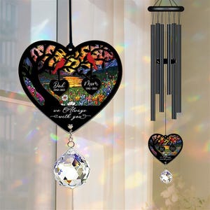 Personalized Wind Chime With Crystal Beads, Sympathy Gift, Remembrance Gifts, We always with you, Cardinal Wind Chime, Couple Cardinal