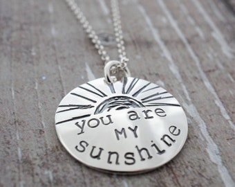 Mother's Day Gift - You Are My Sunshine Necklace - Custom Charm Necklace in Sterling Silver by Eclectic Wendy Designs - Inspirational Gifts
