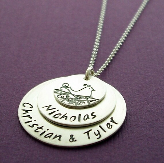 Download Items similar to Personalized Necklace - Layered Bird Nest ...