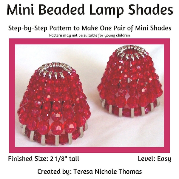 Mini Beaded Lamp Shades Safety Pin and Beading Pattern / Tutorial PDF Step-by-Step Detailed Instructions