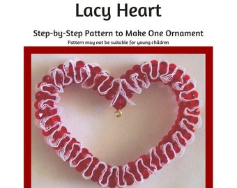 Lacy Heart Ornament Beading Pattern / Tutorial PDF Step-by-Step Detailed Instructions