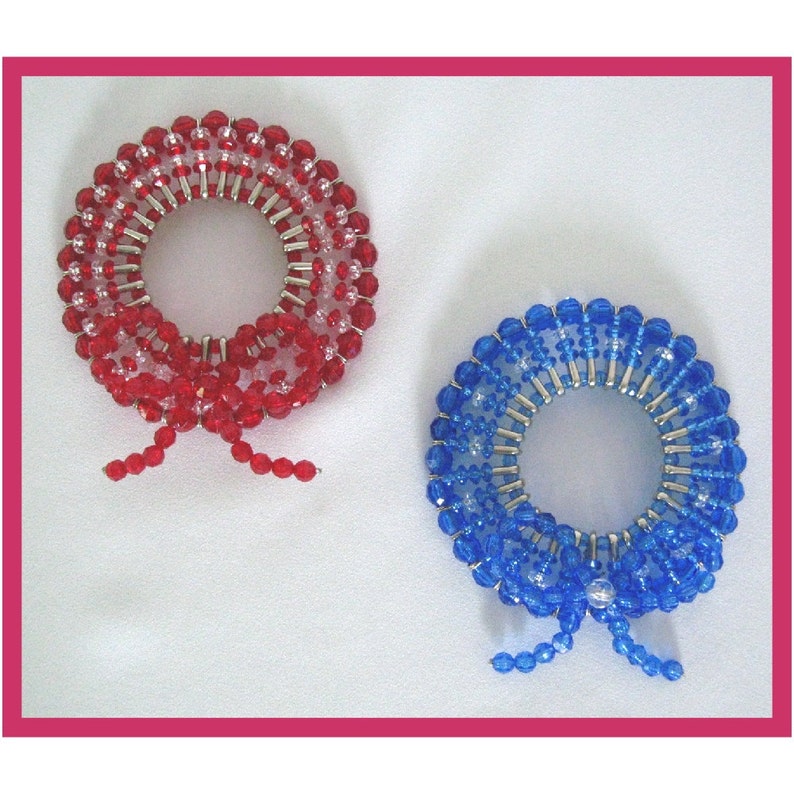 Mini Patriotic Wreaths Safety Pin and Beading Pattern / Tutorial PDF Step-by-Step Detailed Instructions image 2