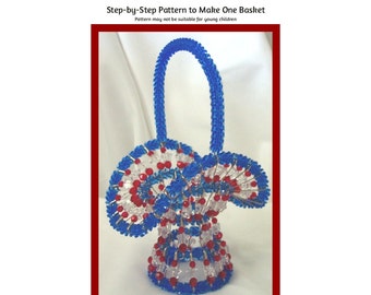 Beaded Patriotic Basket Beading Pattern / Tutorial PDF Step-by-Step Detailed Instructions