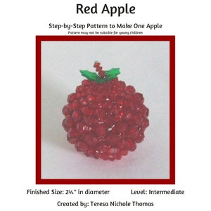 Beaded Red Apple Beading Pattern / Tutorial PDF Step-by-Step Detailed Instructions