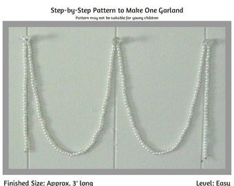 Mini Pearl Garland Beading Pattern / Tutorial PDF Step-by-Step Detailed Instructions