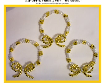 Gold & Pearl Wreaths Beading Pattern / Tutorial PDF Step-by-Step Detailed Instructions