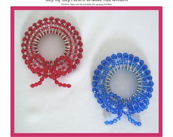 Mini Patriotic Wreaths Safety Pin and Beading Pattern / Tutorial PDF Step-by-Step Detailed Instructions