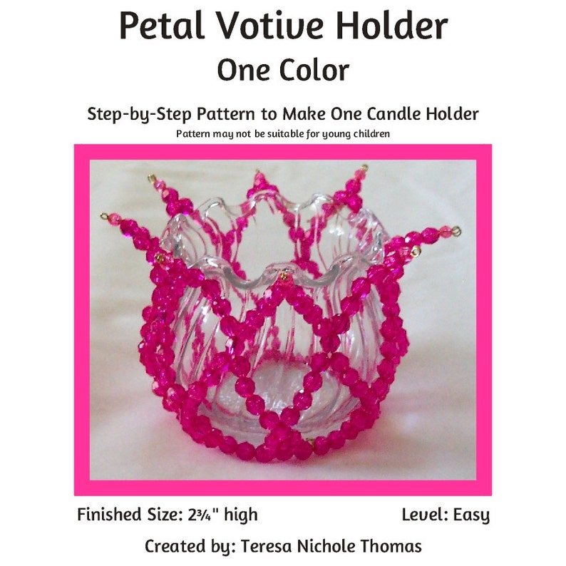 Petal Votive Holder One Color Candle Holder Beading Pattern / Tutorial PDF Step-by-Step Detailed Instructions image 1