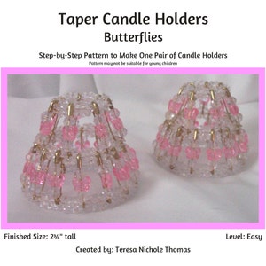 Butterflies Taper Candle Holder Beading Pattern / Tutorial PDF Step-by-Step Detailed Instructions