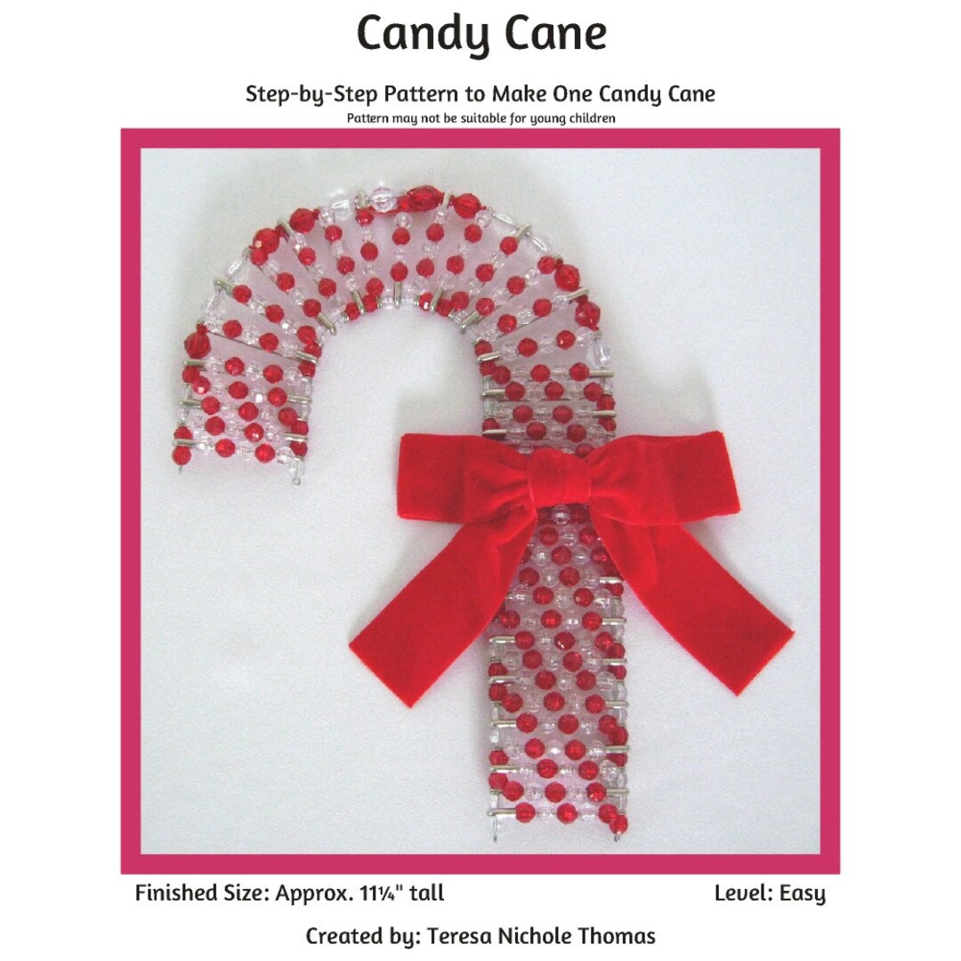 Candy Cane Safety Pin and Beading Pattern / Tutorial PDF Stepbystep