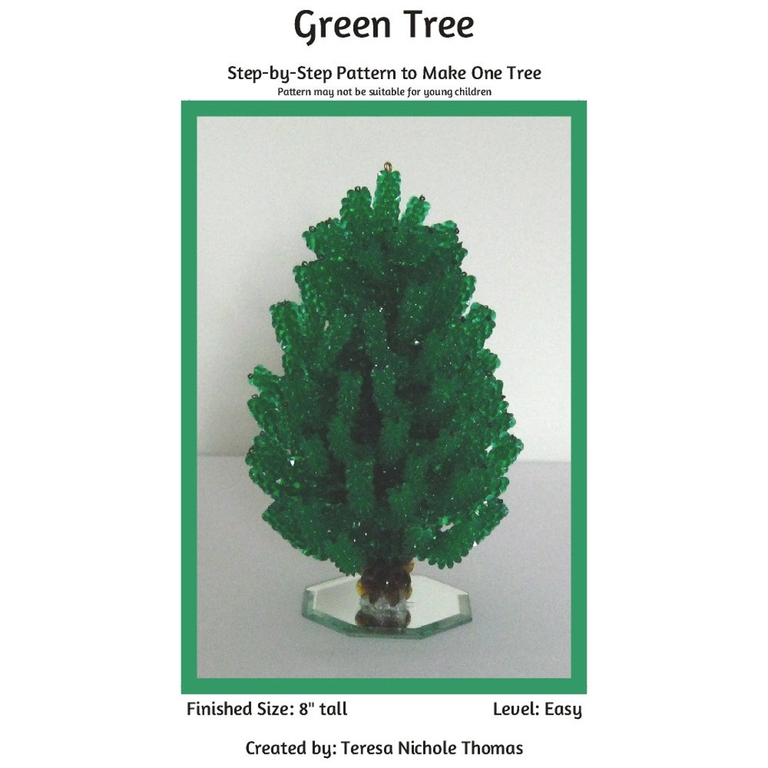 Green Beaded Tree Beading Pattern / Tutorial PDF Step-by-step Detailed ...