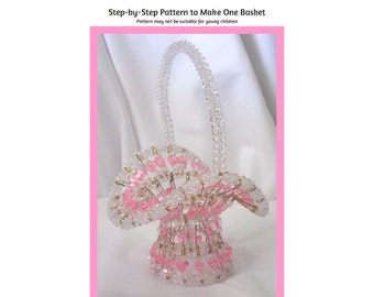 Beaded Basket with Butterflies Beading Pattern / Tutorial PDF Step-by-Step Detailed Instructions