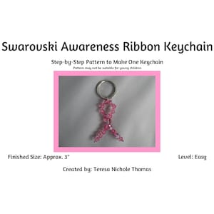 Awareness / Cause / Support / Cancer Ribbon Keychain Beading Pattern / Tutorial PDF Step-by-Step Detailed Instructions