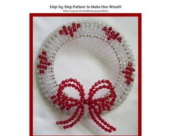 Red Hearts Beaded Wreath Safety Pin and Beading Pattern / Tutorial PDF Step-by-Step Detailed Instructions