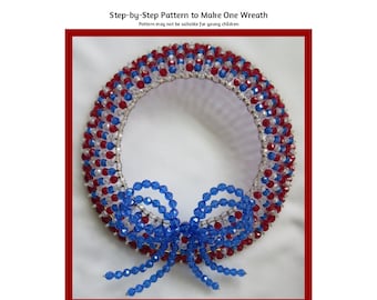 Patriotic Beaded Wreath Safety Pin and Beading Pattern / Tutorial PDF Step-by-Step Detailed Instructions